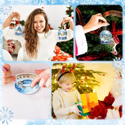WILLBOND 30 Pcs Blue Winter Diamond Art Keychain Kits for Adults - color: Blue Crystal Ball