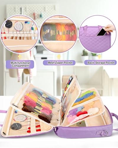Sewing Supplies Organizer Bag with Removable Binder,Purple - color: Purple