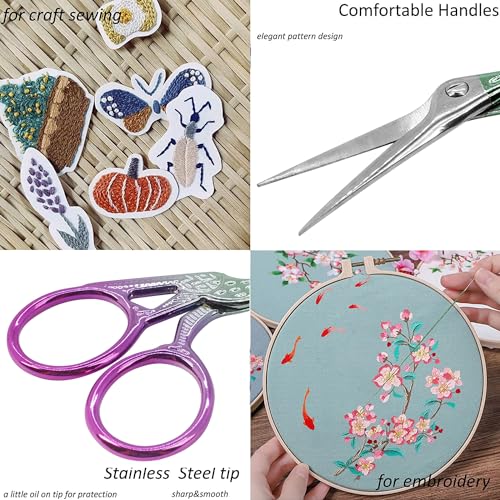 BIHRTC 3.6" Precision Crane Scissors,Stainless Steel with Leather Cover - color: Green Pink, size: 3.6inch