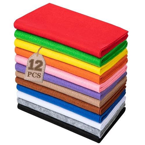 HaoFeiJH 6Pcs Felt Sheets 8"x20" (Classic Rainbow 12pcs) - color: Classic Rainbow 12pcs