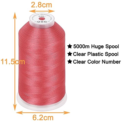 New brothread 5000M Huge Spool Embroidery Machine Thread - Deep Rose - color: Deep Rose-086
