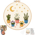 Nuberlic Potted Plant Embroidery Kit for Beginners - color: Botanical
