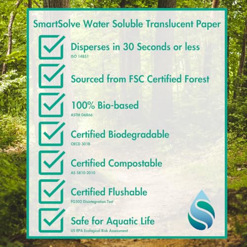 2 pt. Water-Soluble Bio-Based Paper | Dissolves Quickly in Water | Biodegradable | Eco-Friendly | Tracing, Sewing Patterns, Crafts | Letter Size 8.5” x 11” | Pack of 500 White Sheets - style: Pack of 500