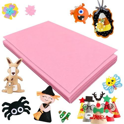 Jtnohx Felt for Crafts, 16 Pcs Felt Fabric, 7"×11.3" Stiff Felt Sheets, Craft Felt Square for Sewing (Pink) - color: Pink