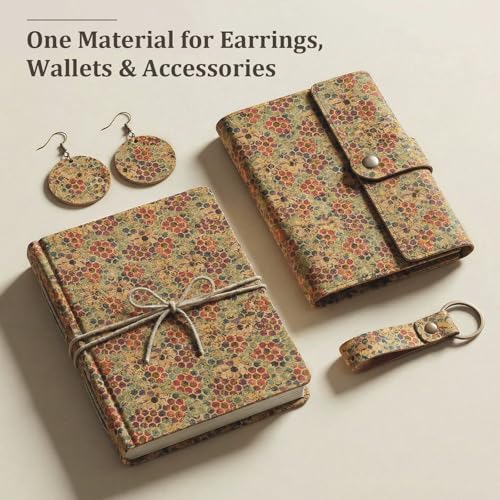 SorenCut Cork Fabric Roll 12 x 52 Inch – Colored Spots Print Cork Leather Fabric for Earrings, Bow Making, Bags, Wallets & DIY Sewing Projects – Vegan Leather Alternative Craft Sheet - color: Red Spots