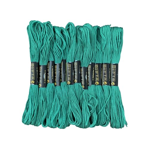 12 Skeins Embroidery Floss Green Color, Friendship Bracelet String Cross Stitch Embroidery Thread Floss Bracelet Making Yarn, Craft Floss（Green） - color: Green