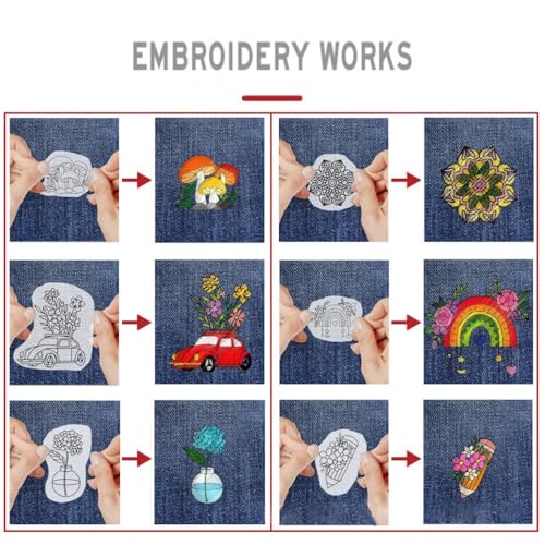 Karpoulra 6 Sheets 8.5"x11" Sticky Water Soluble Embroidery Stabilizer, Dissolvable Printable Self Adhesive Wash Away Stabilizer for Print or Draw Patterns Hand Machine Embroidery