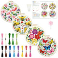 INFUNLY 4 Pack Pink Flowers Embroidery Starter Kit for Beginners Colorful Butterfly DIY Embroidery Kits for Adults Stamped Needlepoint Set with Step-by-Step Instructions Threads Craft Lover Gift - style: Pink Flowers
