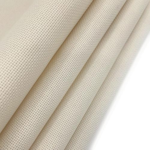 14CT Aida Cloth - 30x35 Inch Cross Stitch Fabric for Embroidery, Pre-Cut Needlework Material, Acid-Free, Durable Weave(Khaki) - color: Khaki