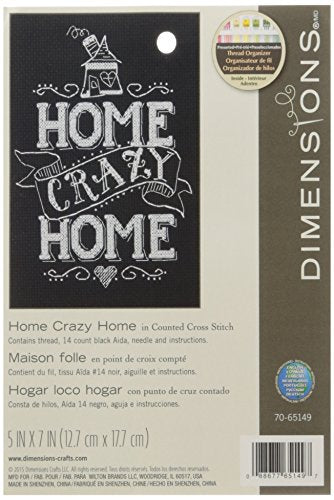 Dimensions Wilton Dimensions 14 Count Home Crazy Home Mini Counted Cross Stitch Kit, 5" by 7" - color: Home Crazy Home
