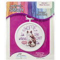 Janlynn 998-5037 18 Count Round Mini Counted Cross Stitch Kit, 2-1/2-Inch, Home is Where The Cat is
