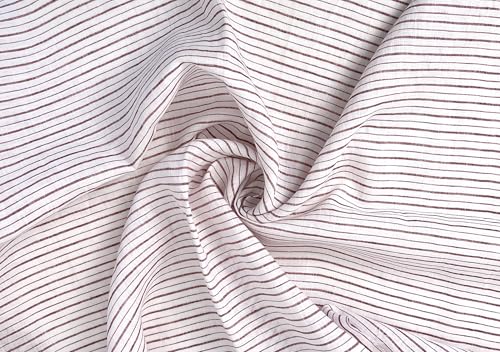100% Linen Fabric – Lightweight Prewashed – Horizontal Stripe Patterns – Precut Style – Soft & Breathable – 52” Width – by The Linen Lab (Red 4773, 3 Yard pre Cut) - color: Red 4773, size: 3 yard pre cut