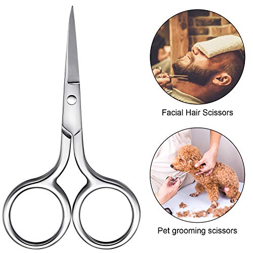 Mudder 3 Pack Small Eyebrow Nose Scissor Stainless Steel Scissor, Silver - color: Silver