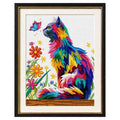 Zhenqing Playful Cat & Butterfly Cross Stitch Kit for Beginners - 11CT Printed 30x40cm Aida Cloth, Colorful Threads & Needle Included (No Hoop/Scissors) (66988) - color: Cat & Butterfly