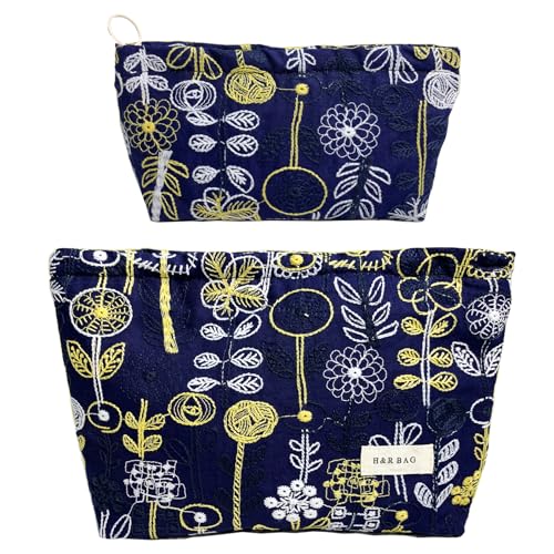 getgto 2 Pcs Makeup Bags, Large Cosmetic Bag Travel Toiletry Bag - color: Blue-tree