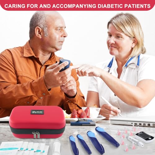 Insulin Cooler Travel Case TSA Approved 2*180g Ice Pack,Temp Display - color: Red