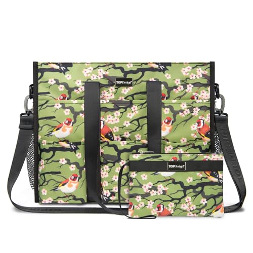 TOPDesign Utility Water Resistant Tote Bag with 22 Pockets, Zipper Closure - color: Bird, size: Medium