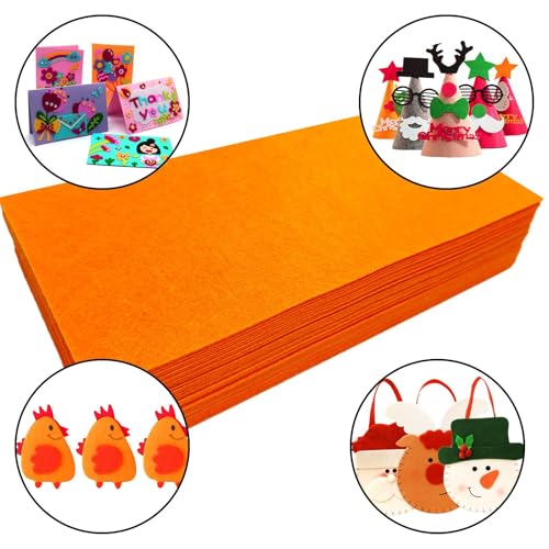 Jtnohx Self Adhesive Felt Sheets Adhesive Backed Felt Fabric Orange 33Pcs - color: Orange