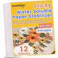 Craftido 8.5"x11" 12PCS Sticky Water Soluble Embroidery Stabilizer - size: 12PCS 8.5"x11"