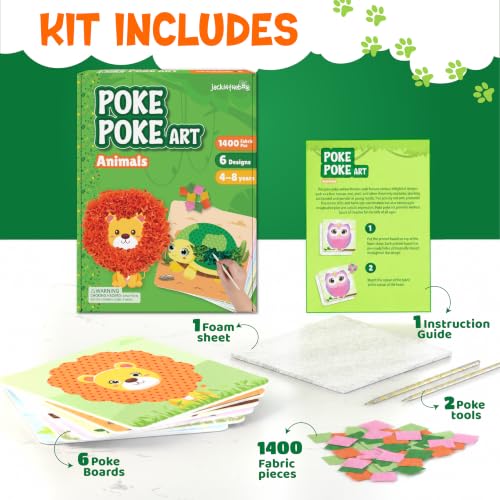 jackinthebox Poke Art Animals Crafts Kits for Kids, Boys & Girls, Ages 4-8 - style: Animals