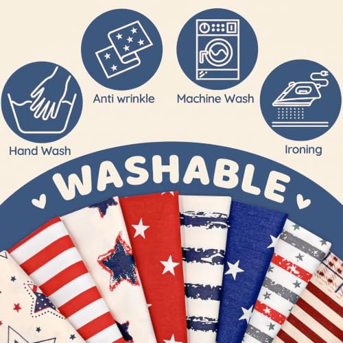 Aubliss 8pcs Fat Quarter Fabric Bundles (100% Cotton - 20'' x 20'') - color: Patriotic