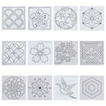 FREEBLOSS Sashiko Embroidery Stencils Sashiko PET Stencil Flowers Embroidery Patterns Stencils for Drawing Sashiko Template for Hand Quilting and Embroidery 14x14cm - style: Flowers