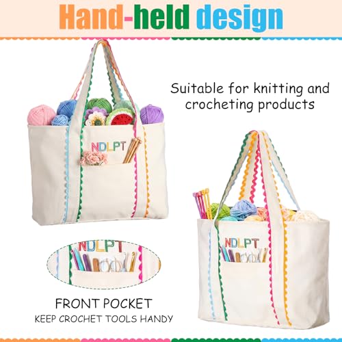 2 Pcs Needlepoint Canvas Tote Bag - color: Multicolor, size: 17 x 13 Inch, style: Fashion