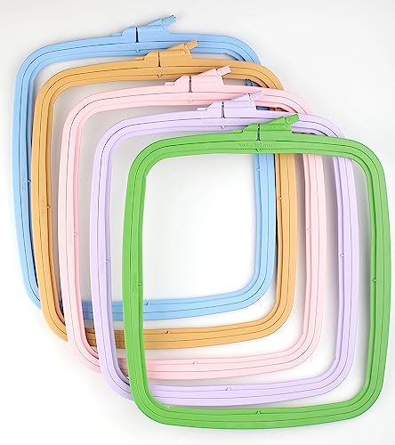 Nurge Square Embroidery Hoop - Plastic Cross Stitch Frame for Needlepoint & Embroidery - Adjustable Craft Hoop - Pink - No:4 (Large) - color: Pink, size: No:4 (Large)