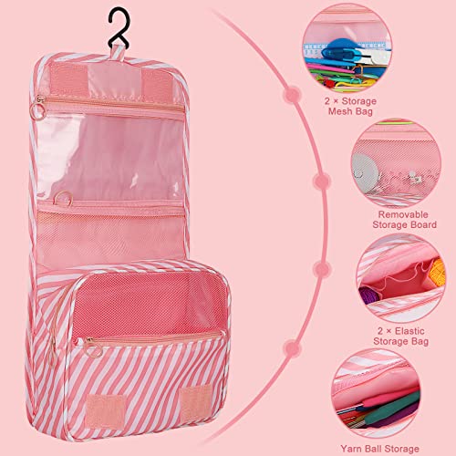 Coopay 63 Pcs Crochet Kit for Beginners, All-in-One Crochet Starter Kits - color: Pink Stripes