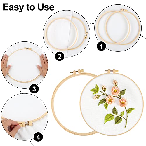 6 Pcs Embroidery Hoop 6 Size, Round Plastic Cross Stitch Hoop with 16 Needles (3.6In to 10.7 in), Small Embroidery Hoop, Cross Stitch Hoops and Frames, Suitable for Embroidery, Craft Sewing - style: Burlywood
