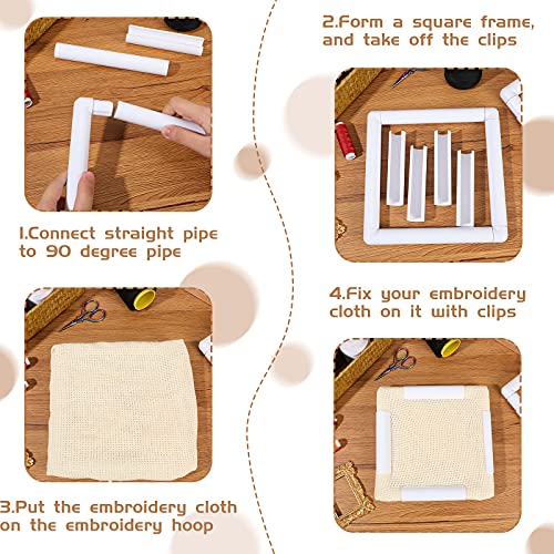 Janinka 3 Pcs Embroidery Hoop Cross Stitch Frames and Hoops, White - color: White