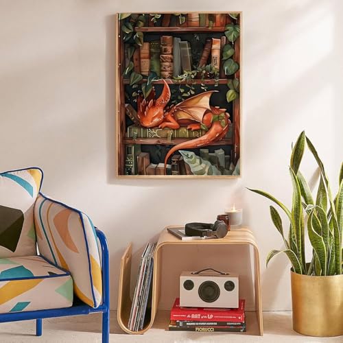 Dragon Stamped Cross Stitch Kits for Adults Beginner, Bookshelf Counted Cross Stitch Kits Printed Stitching Cute Patterns Dimensions Needlepoint Art Crafts Embroidery Kits for Adults - color: Cross Stitch-1215-2