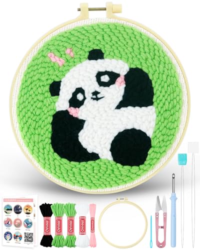 FIVEIZERO Yarn Punch Needle Craft Kit for Beginners,Panda Needle Punch Kit - color: Panda
