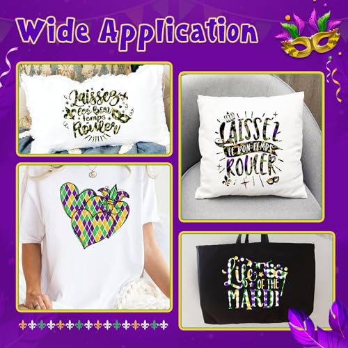 HTVSTD Mardi Gras Heat Transfer Vinyl 10Sheet 12×10in Iron on Vinyl - color: Purple