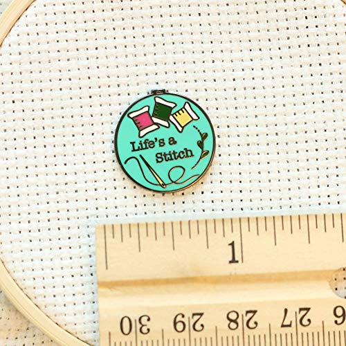 Life's a Stitch Embroidery Hoop Enamel Needle Minder