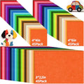 135PCS Felt Fabric Sheets Kit 45 Colors 2mm 3 Size Craft Felt Sheets - size: 4x4in+4x6in+8x12in