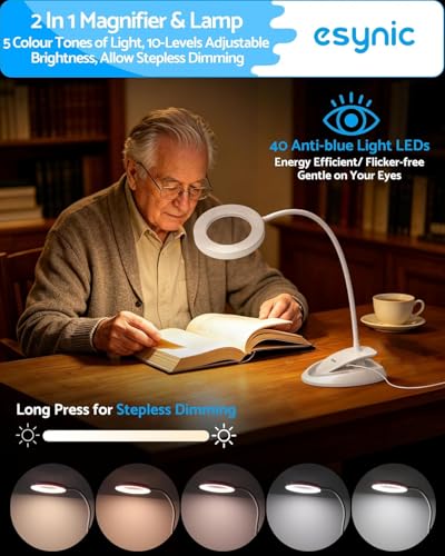 eSynic Desktop Magnifying with 40 LED Lights-Blue Light Blocking