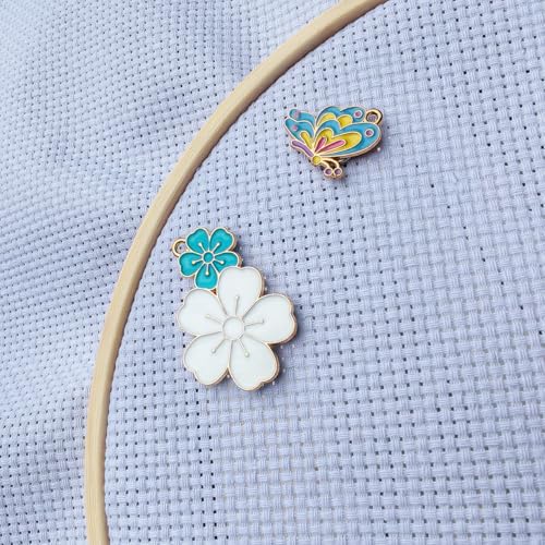 2 Pieces Flower Butterfly Needle Minders, Women Magnetic Needle Nanny Keeper, Cute Cross Stitch Embroidery Needlepoint Needlework Accessories Set for Sewing Needle and Pin Holders (Blue) - color: blue