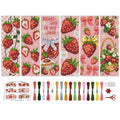 BEUNITONE 6PCS Cross Stitch Bookmarks Kit for Adults Beginners,Strawberry Book Mark DIY Stamped Embroidery Bookmark Kits with Backing Felt Floss,8.5''x3'' Page Markers for Students Teachers Reading - style: Strawberry