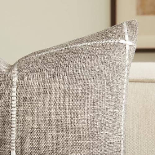 2 Packs Grid Embroidery Throw Pillow Covers 16x16in Cocoa Brown - color: Cocoa Brown, size: 16" x 16" (Pack of 2)