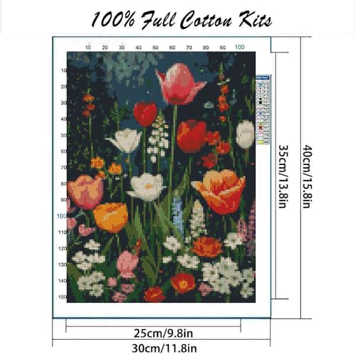 MYBISYMQQ Flower Stamped Cross Stitch Kits, DIY Flowers Cross Stitch Ornament Kits for Adults Beginners, Counted Embroidery Needlepoint Kits Home Decor 15.7x11.8 inch - color: D045