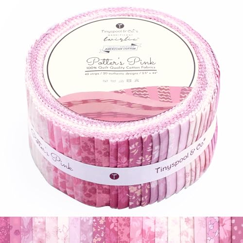 Tinyspool & Co.'s Twirlie Roll 40 Precut Quilting Fabric Strips for Quilting Supplies, Crafting, Sewing, Soft Cotton Strip for Blanket, Rug, Upholstery, Home Decor, and Purse Making, Potter’s Pink - color: Potter's Pink