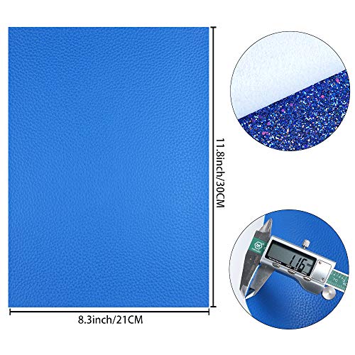Litchi 6 Pack 8x12 Inch Faux Leather Sheets for Bow Earring, Easy to Cut Vinyl Fabric for Cricut, Durable Fade Resistant Leatherette Without Smell, Blue - color: Blue