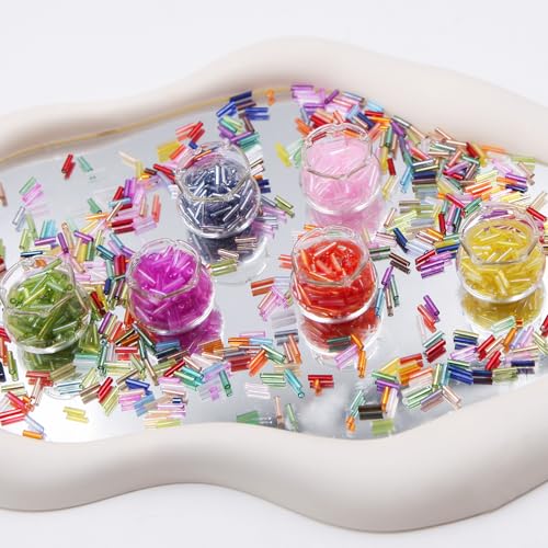 Tube Seed Beads 7mm Crafts Glass Bugle Beads with for Jewelry Making Embroidery Decoration (28 Colors, 8400pcs) - size: 7mm