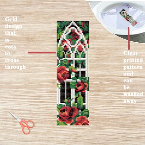 FREEBLOSS 6Pcs Cross Stitch Bookmark Kit Gothic 8x2.4'' 11CT - style: Gothic Theme