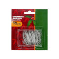 Rocky Mountain Goods Silver Christmas Ornament Hooks - 100 Pack - Small 1 3/8" Hooks - Flexible Ornament Hangers - Heavy Duty