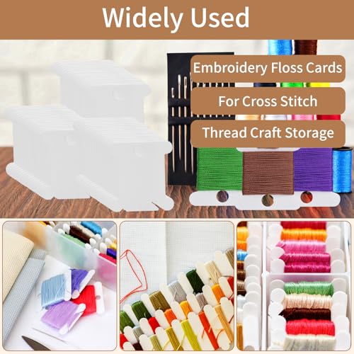 200 Pcs Embroidery Floss Bobbins,Plastic Embroidery Thread Cards for Sewing
