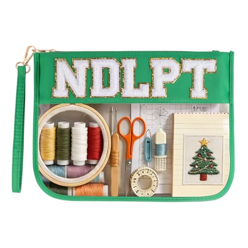 Needlepoint Project Bag Sewing Gifts Embroidery Sewing Bag Craft Storage Organizer NDLPT Clear Zip Pouch Bag - color: Green, size: Flat-M