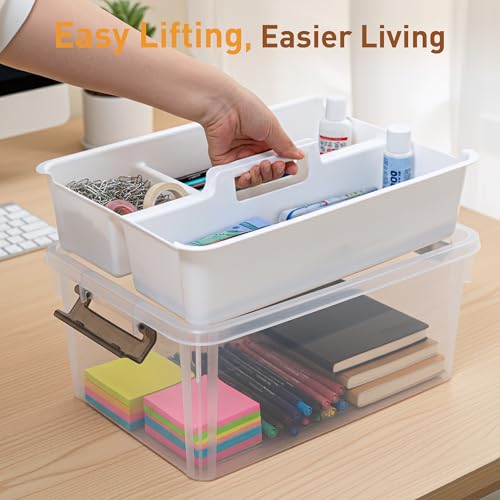 Citylife 17 QT Clear Craft Organizers and Storage Box with Handled Tray - size: 17 Qt- 1 Pack-H