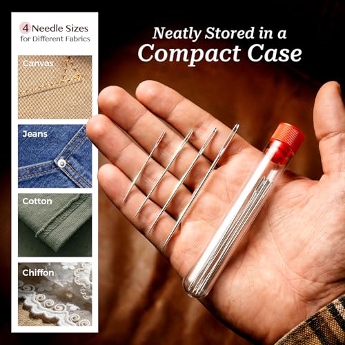 LIBLAIN Mini Sewing Kit with Big Eye Steel Needles for Adults and Beginners - size: 5 Pack